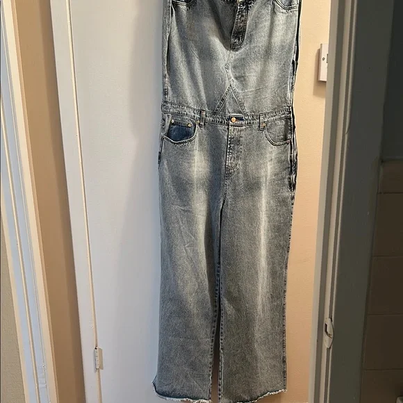 Fashion Nova Blue Denim jumpsuit Relaxed Fit - Picture 6 of 7